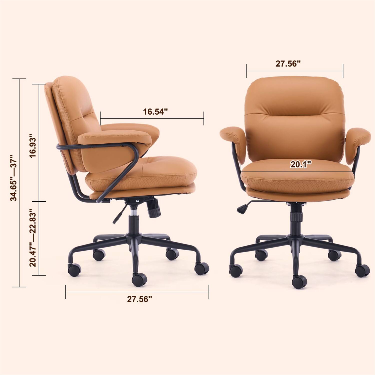 Forest'nSky Ergonomic White Leather Office Chair, Reclining