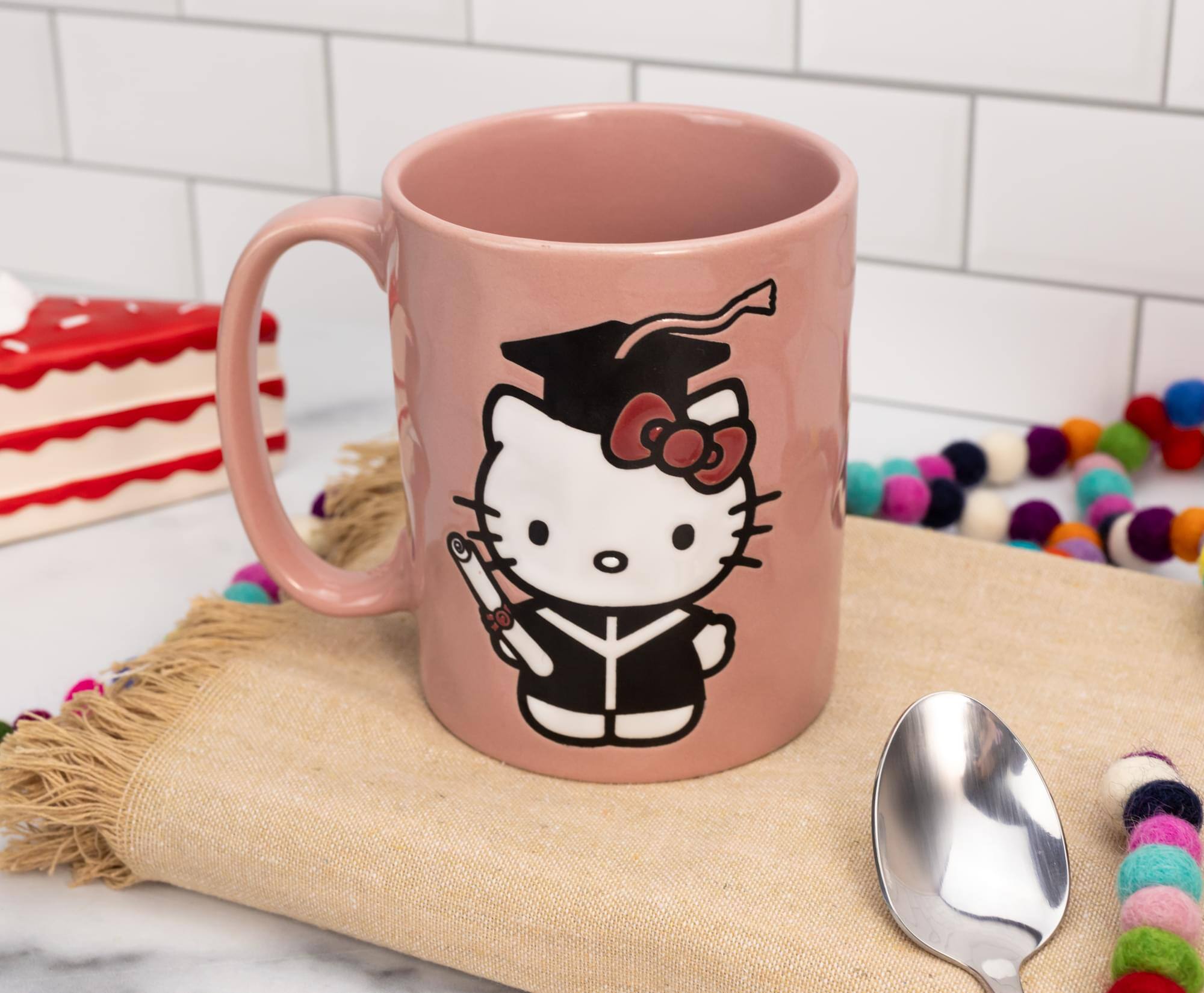 Alt View 3. Silver Buffalo - Sanrio Hello Kitty Graduation Ceramic Pottery Mug | Holds 17 Ounces - Pink.