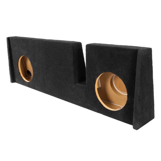 Angle. NVX - 2009-2018 Ford F-150 Extended Cab - Custom-Fit Empty Dual 12" Sealed Subwoofer Enclosure - Black.