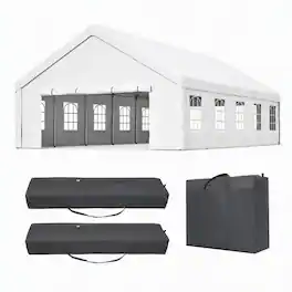 RYHNUYNE - 20x32 FT Party Tent Storage Bags Removable Sidewalls Gazebo Weddings BBQs Carports - White