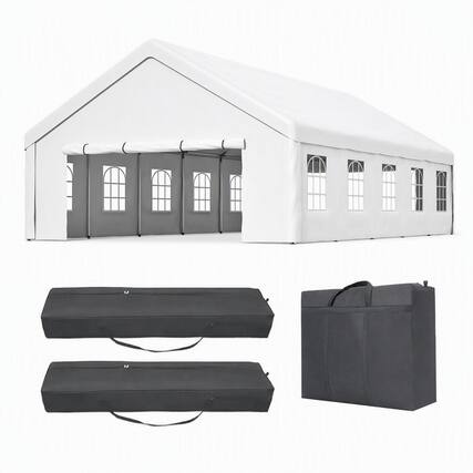 Front. RYHNUYNE - 20x32 FT Party Tent Storage Bags Removable Sidewalls Gazebo Weddings BBQs Carports - White.