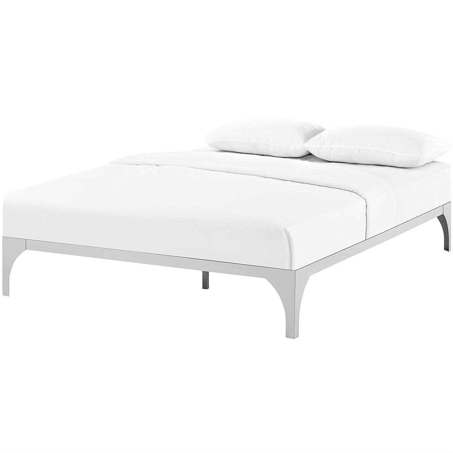 Angle. Hivvago - Hivvago King size Modern Metal Platform Bed Frame  with Wood Slats - Silver.