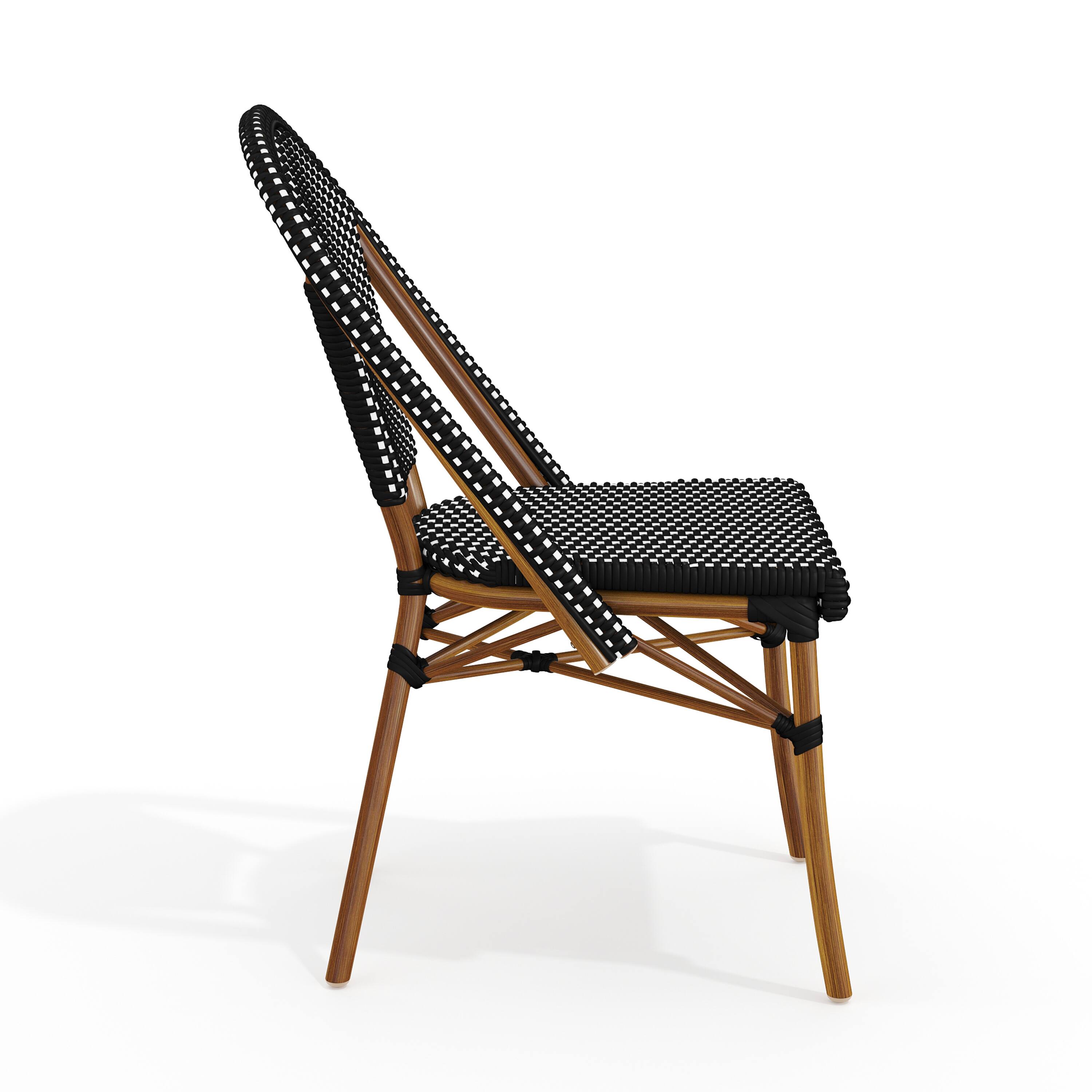 Alt View 8. Martha Stewart - Lily Pond All Weather Woven Bistro Table and Chairs Set with Aluminum Frames - Black & White/Natural Frame.