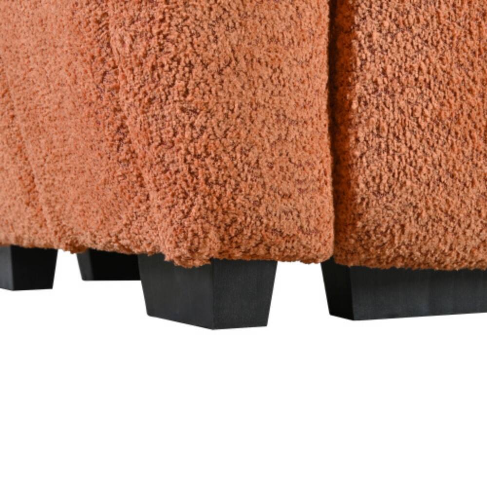 Alt View 5. LUCKY ONE - 110" L-Shape Modular Boucle Sectional Sofa w/ Extra-Large Seat Movable Ottoman - Orange.
