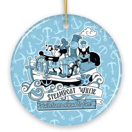 OrnamentallyYou - Full Steam Ahead to Fun Quote Ornament Nostalgic Steamboat Willie Christmas Gift - Multi-colored