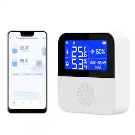 Cluzine - Tuya Smart WiFi Temperature Humidity Sensor, Wireless Electronic Thermometer Indoor Remote Monitor via Phone APP