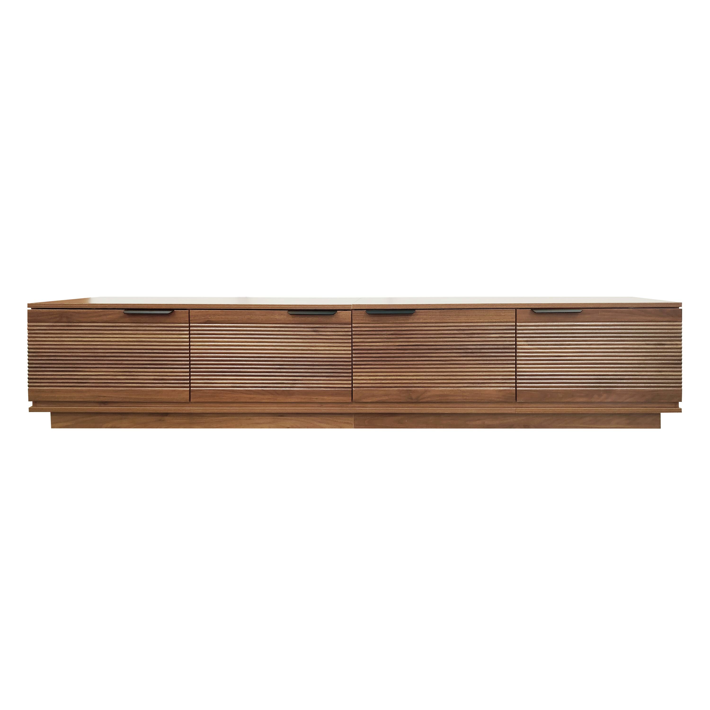 Alt View 5. MERAVOM - Modern TV Stand for TVs up to 85", Entertainment Center with 4 Fluted Doors, Media TV Console for Living Room, Bedroom - Walnut.