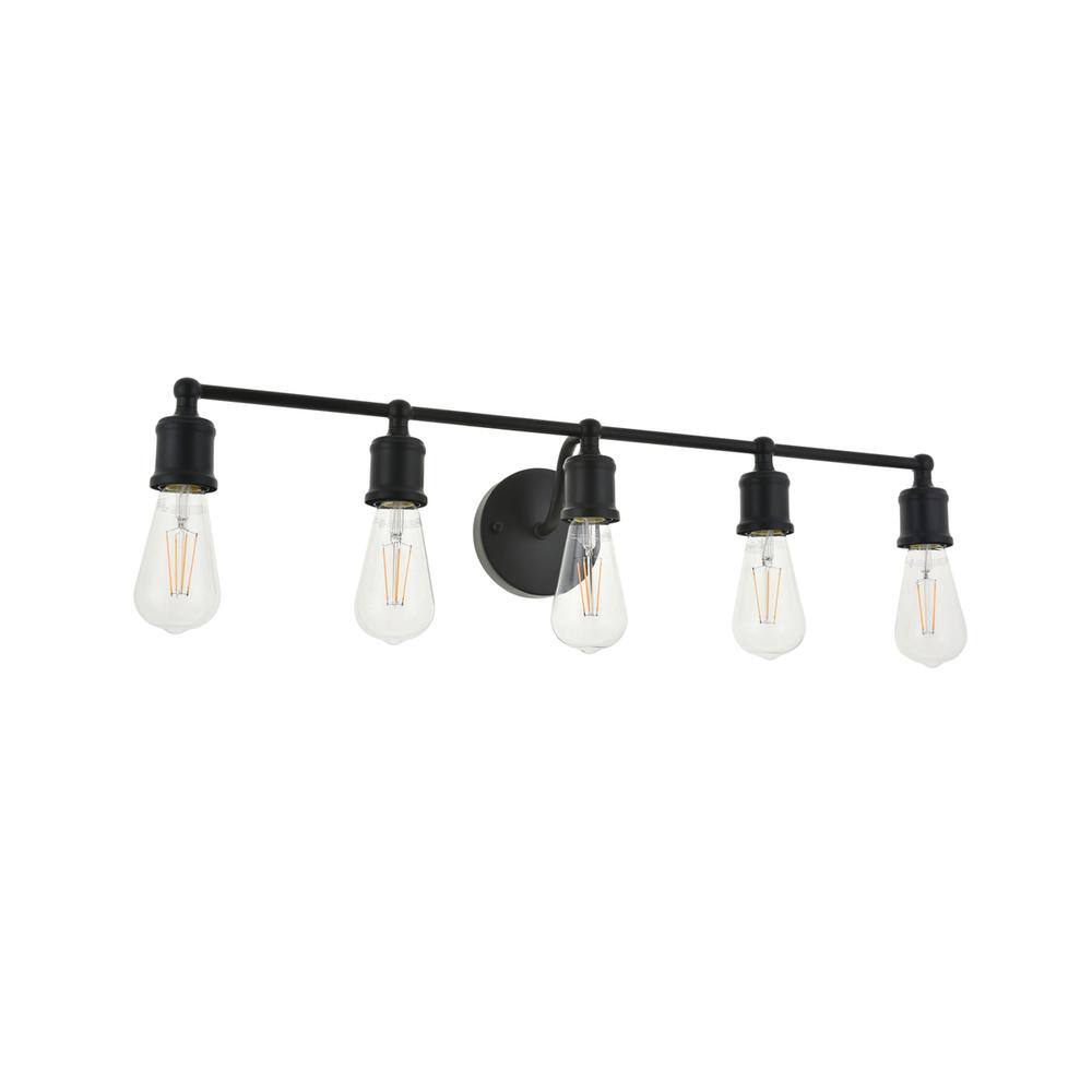 Alt View 6. Living District - Serif 5 light black Wall Sconce - Black.