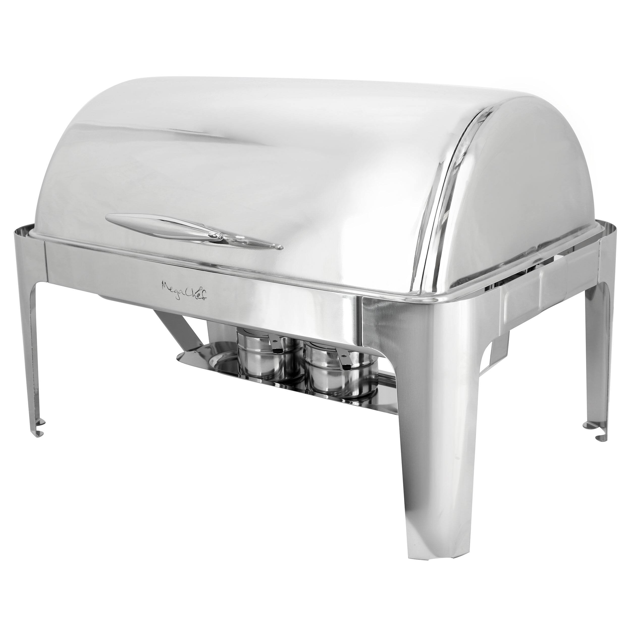 Alt View 2. MegaChef - MegaChef 9.5 Quart Oblong Roll Top Stainless Steel Professional Chafing Dish/Food Warmer/Buffet Server Serving Trays - Silver.