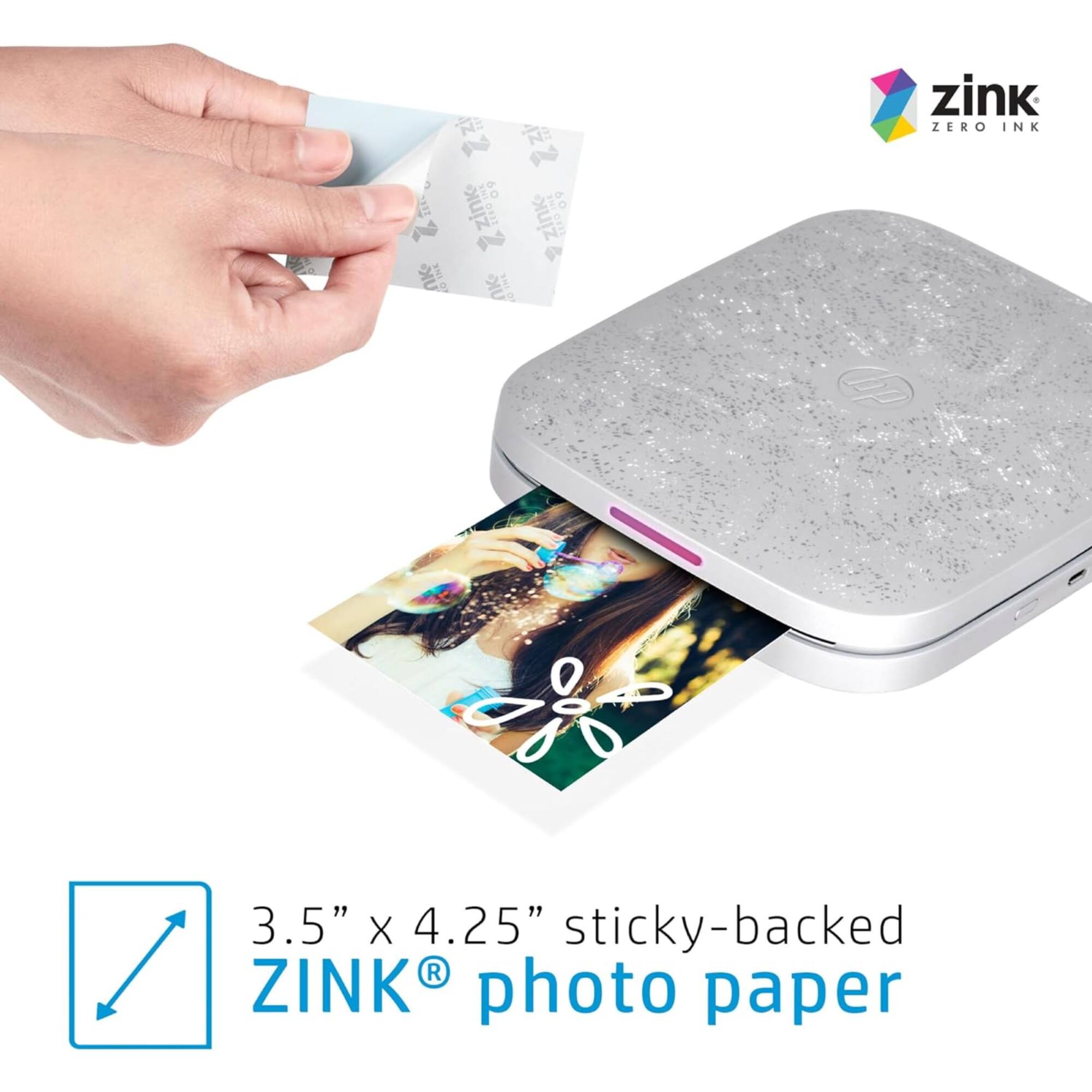 N 09 60 zink- OaSz zink-  UK- 1OTHL 1NE UK NO9 zink ZERO INK O 3.5" "x4.25 X 4.25" sticky-backed R ZINK photo paper

3.5" x 4.25" ZINK® photo paper
