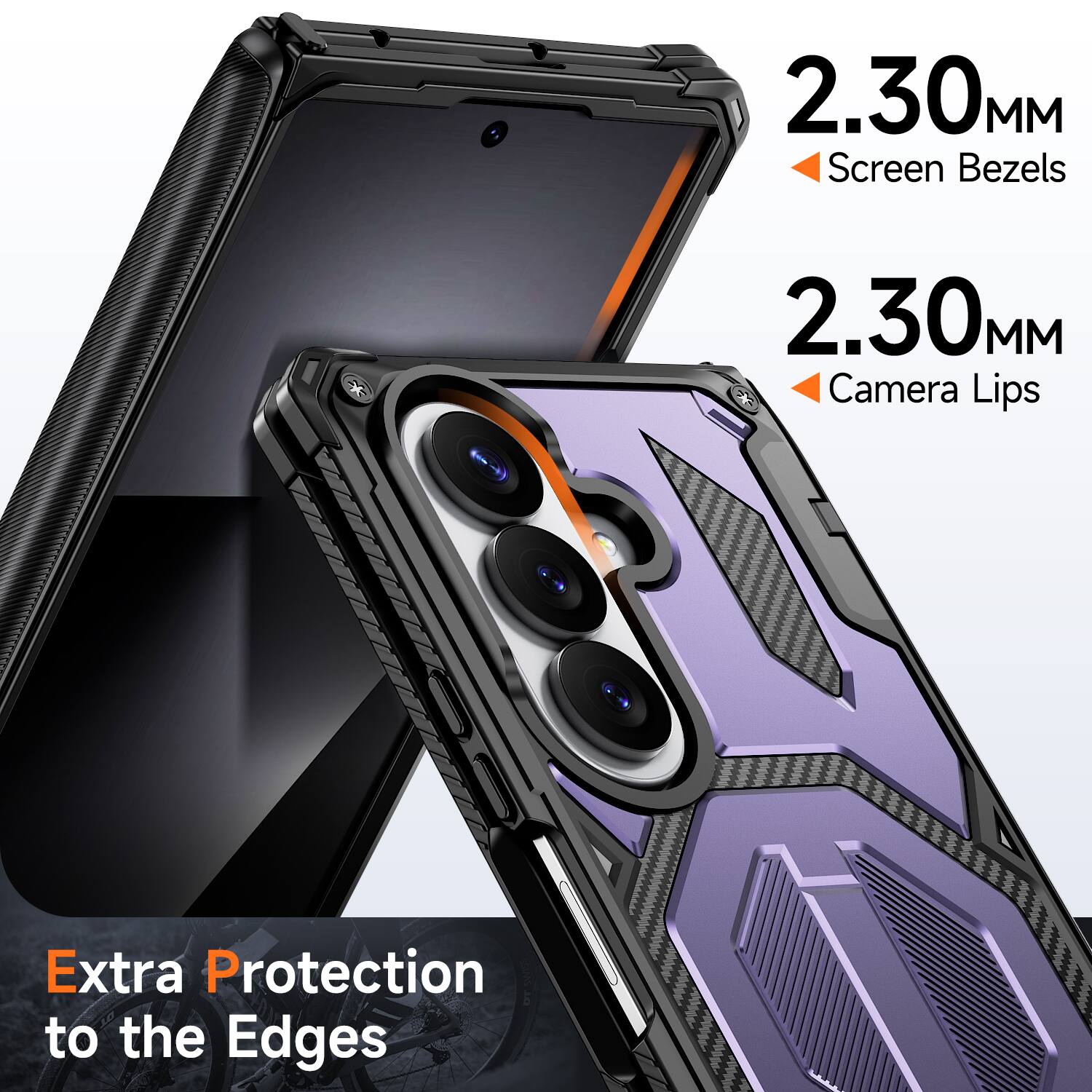 2.30 MM Screen Bezels  
2.30 MM Camera Lips  
Extra Protection to the Edges