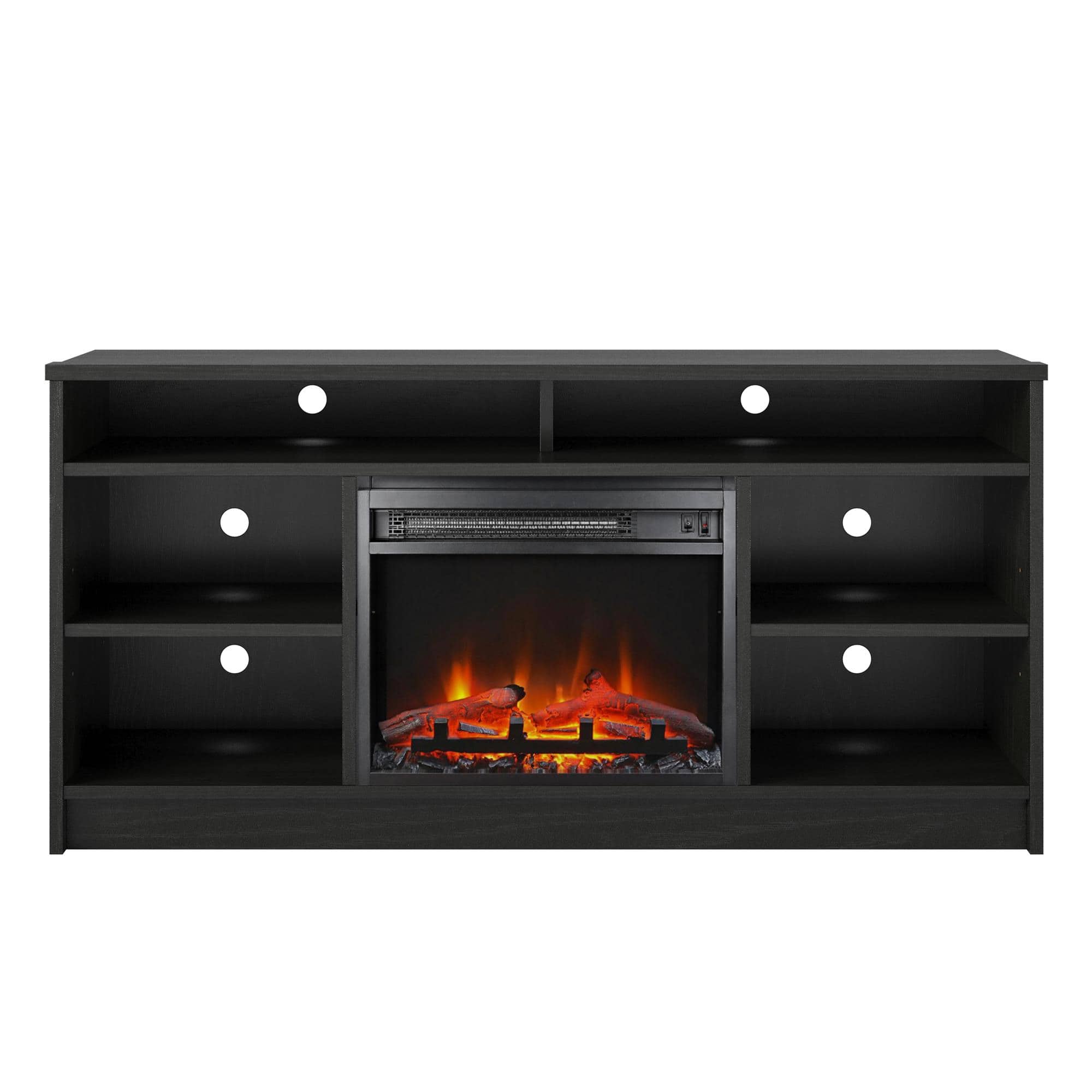 Front. Ameriwood Home - Hendrix 55" TV Stand with Electric Fireplace - Black Oak.