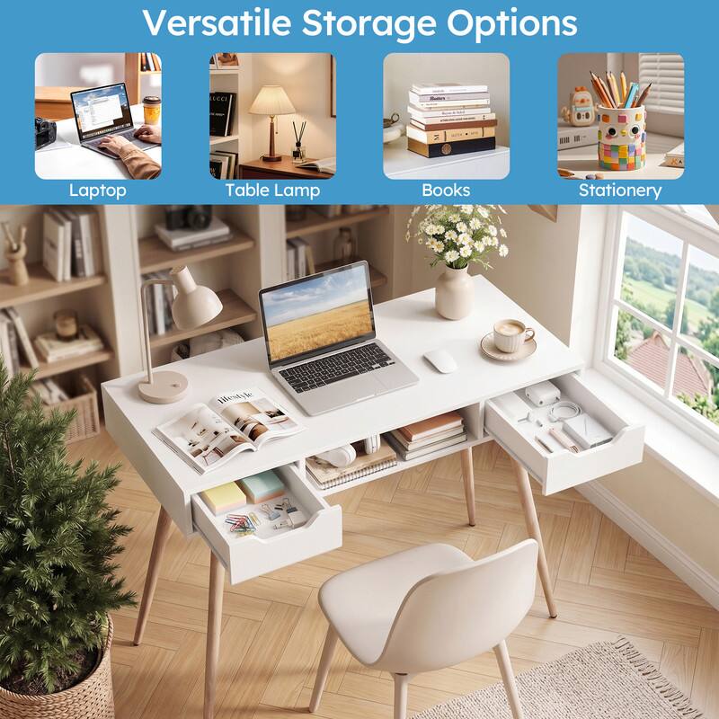 Versatile Storage Options

- Laptop
- Table Lamp
- Books
- Stationery
