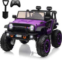 Homhougo - 24V Kids Electric Ride On Truck, 2-Seater 4WD w/ Remote, LED Lights, Purple