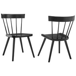 Sutter Wood Dining Side Chair Set of 2 by Modway - Black