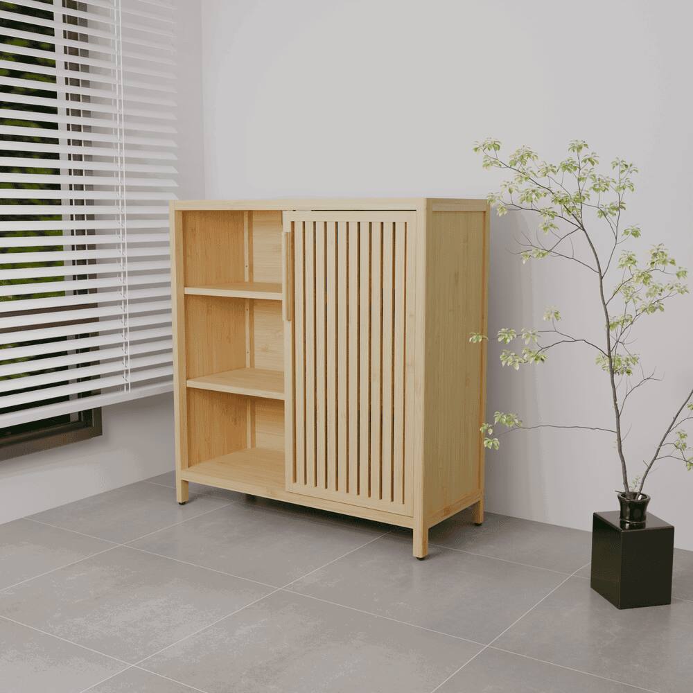 Front. Kadyn - Large-capacity single-door storage shelves in living rooms, Bathrooms and other life scenes - Brown.