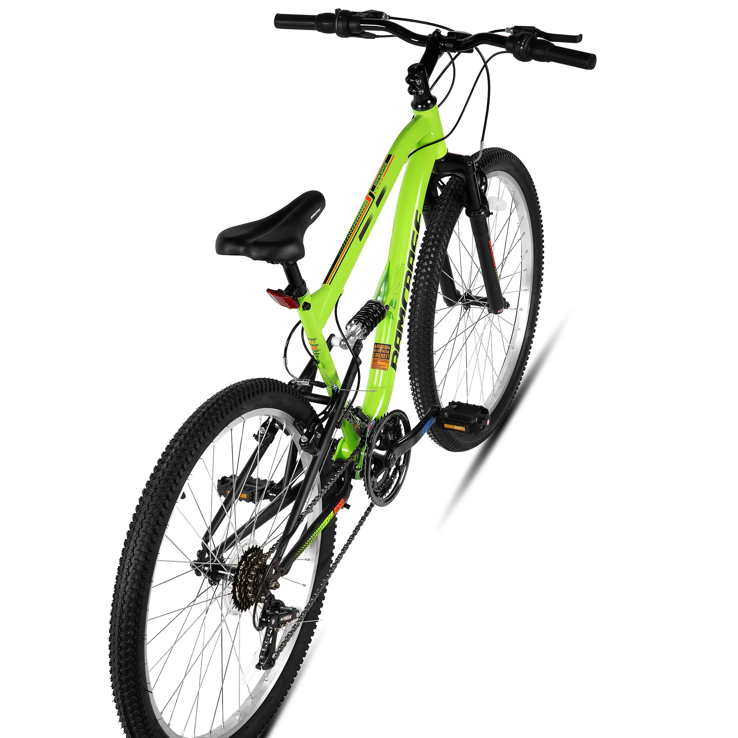 Alt View 4. HILAND - HILAND 26 Inch Full Suspension Mountain Bike for Men Women, 18-Speed Dual V-Brake MTB Bicycle, Green - Green.