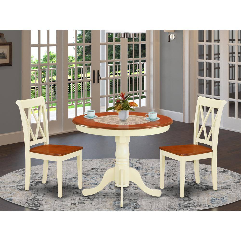 Back. East West Furniture - Dining Room Set Buttermilk & Cherry - Brown.