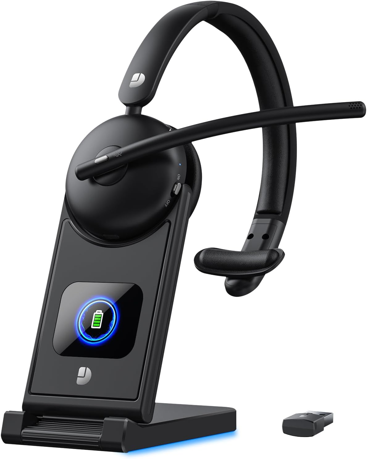 Front. Vulpecula Spade - Wireless Headset with Mic for Work, Wireless Headset with Microphone (Noise Cancelling), Smart Mult-Func Dock.