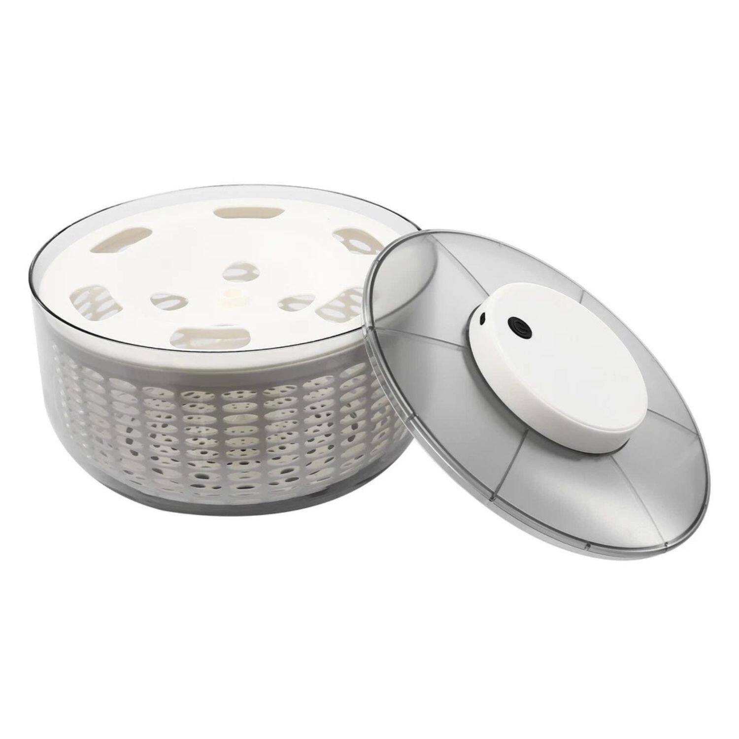 Left. Stock Preferred - 6W Electric Vegetable Dryer & Salad Spinner - Gray / White.