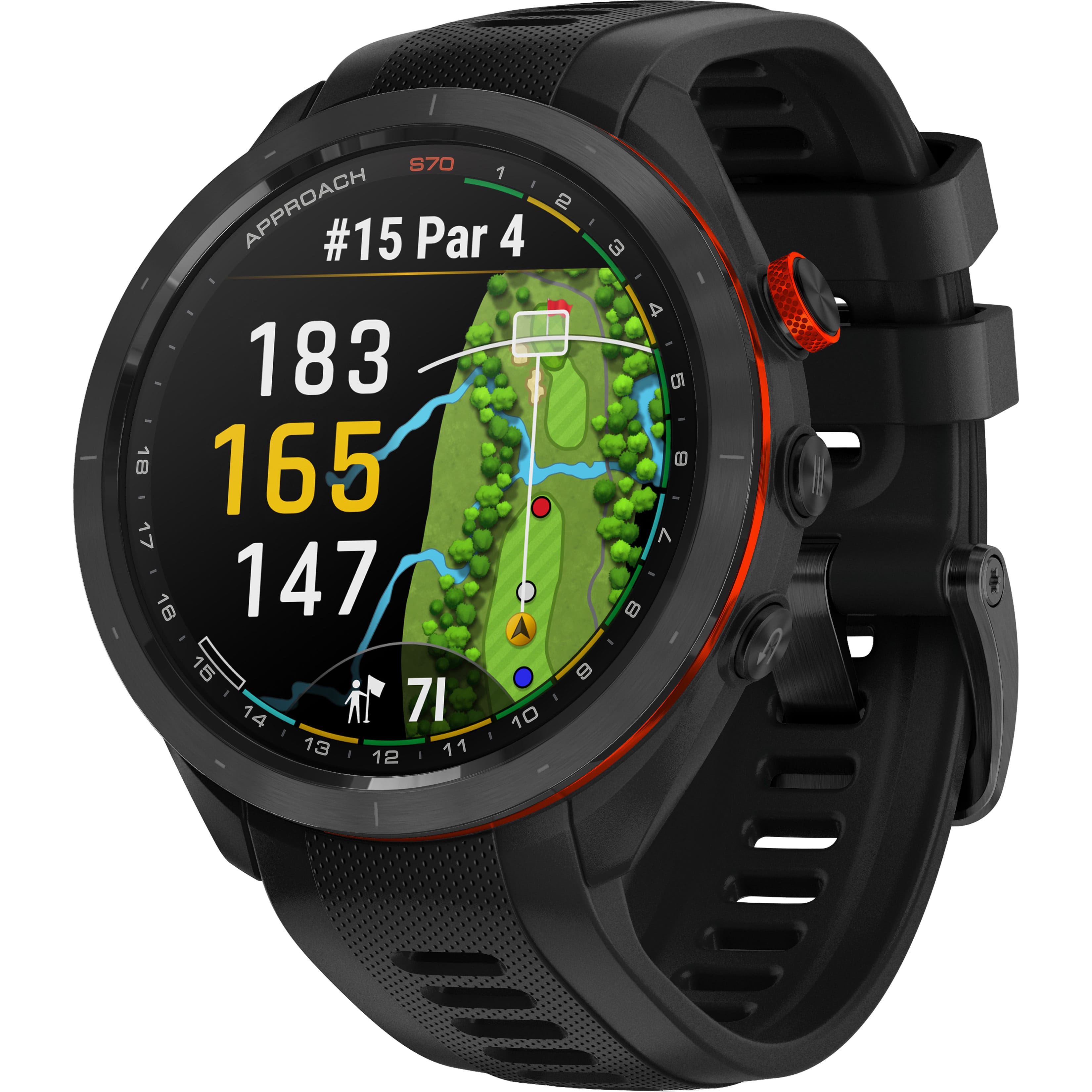 Garmin - Approach S70 GPS Smartwatch 47mm Ceramic - Black Ceramic Bezel with Black Silicone Band - (2023) - Front_Zoom