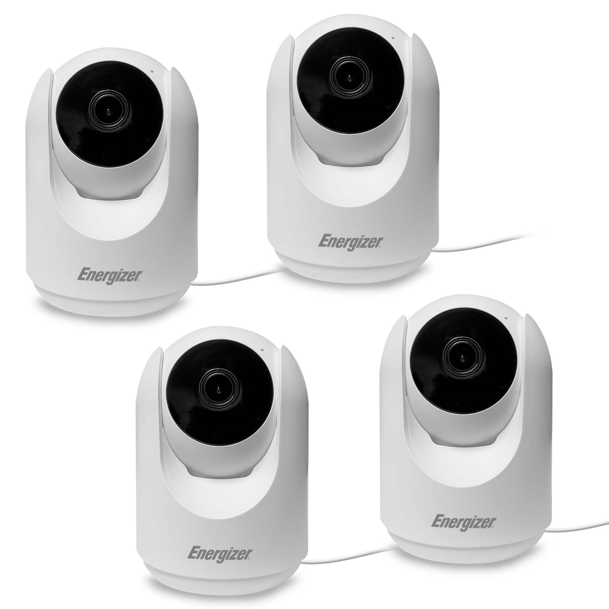 Energizer - 4-Pack Smart 1080p Indoor Pan & Tilt Wired Camera, Motion Tracking, Two-Way Conversation, Night Vision - White
