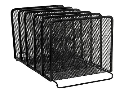 Front. Rolodex - Rolodex 5-Compartment Wire Mesh File Organizer, Black (22141) - Black.