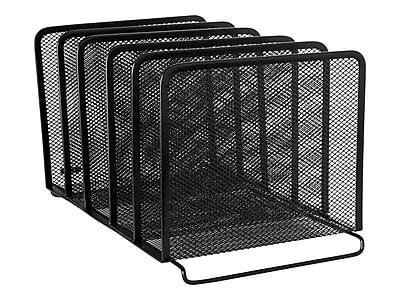 Front. Rolodex - Rolodex 5-Compartment Wire Mesh File Organizer, Black (22141) - Black.