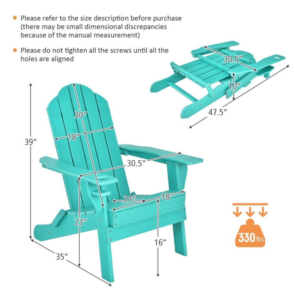 Please refer to the size description before purchase (there may be small dimensional discrepancies because of the manual measurement)

Please do not tighten all the screws until all the holes are aligned

- 30.5" (length)
- 10" (height of the backrest)
- 30" (width of the seat)
- 47.5" (overall length)
- 39" (height)
- 18" (depth of the seat)
- 30.5" (length of the armrest)
- 21" (width of the armrest)
- 18" (depth of the armrest)
- 23" (height of the legs)
- 16" (width of the legs)
- 330 lbs (weight capacity)
- 35" (overall height)