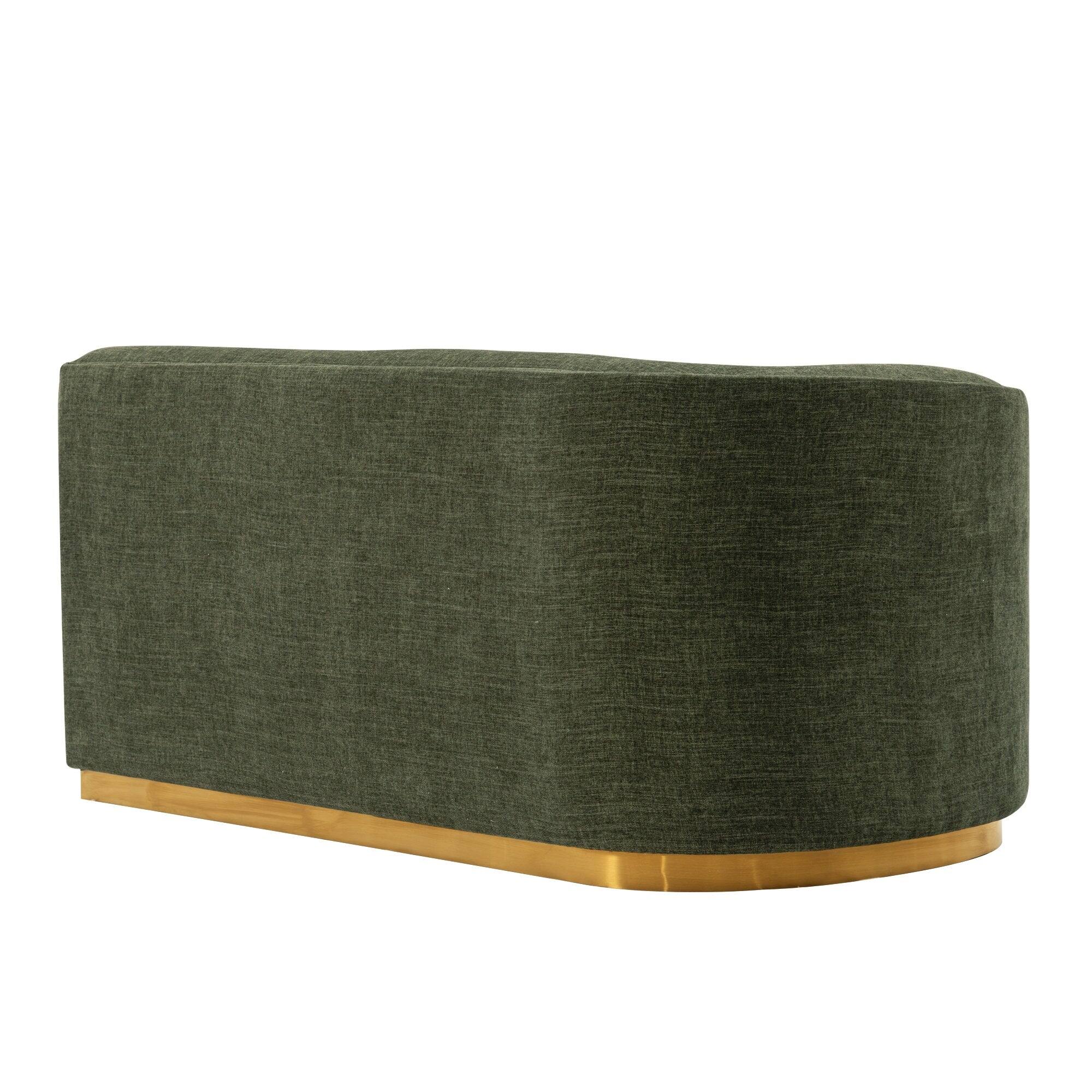 Left. Manhattan Comfort - Daria Modern 132" Chenille Sectional - Olive Green.