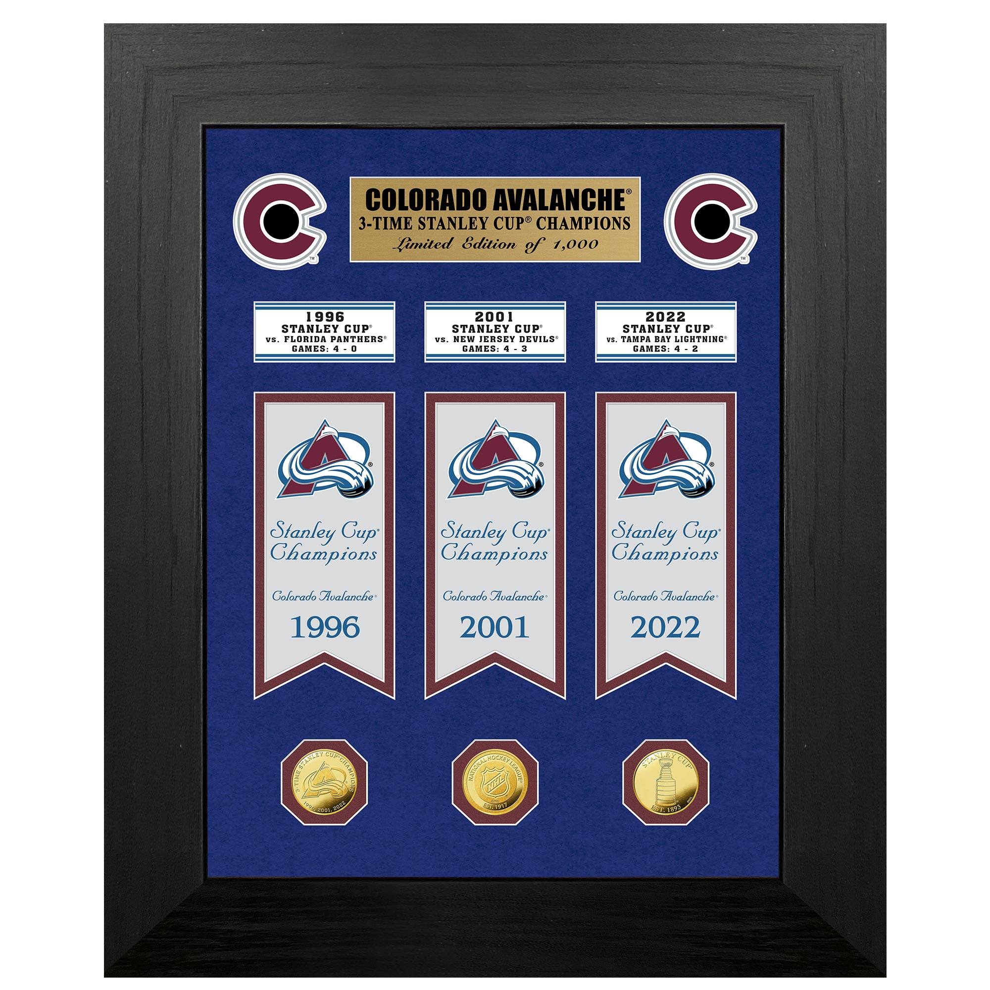 Colorado Avalanche 18'' x 22'' Three-Time Stanley Cup Champions Deluxe Collection Photo Mint