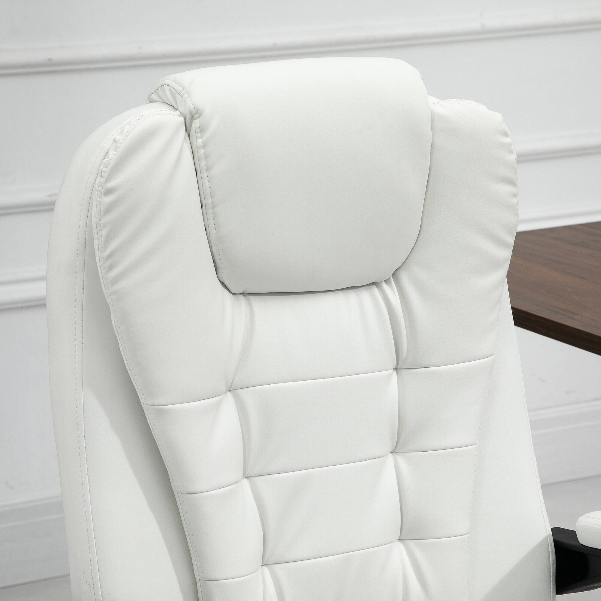 Alt View 7. Vinsetto - 7-Point Vibrating Massage Office Chair, High Back Computer Chair with Lumbar Support, Footrest, Reclining Back - White.