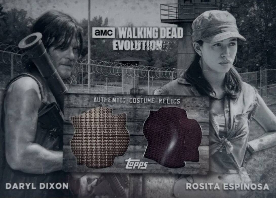 WALKING DEAD EVOLUTION AUTHENTIC COSTUME RELICS TOPPS DARYL DIXON ROSITA ESPINOSA