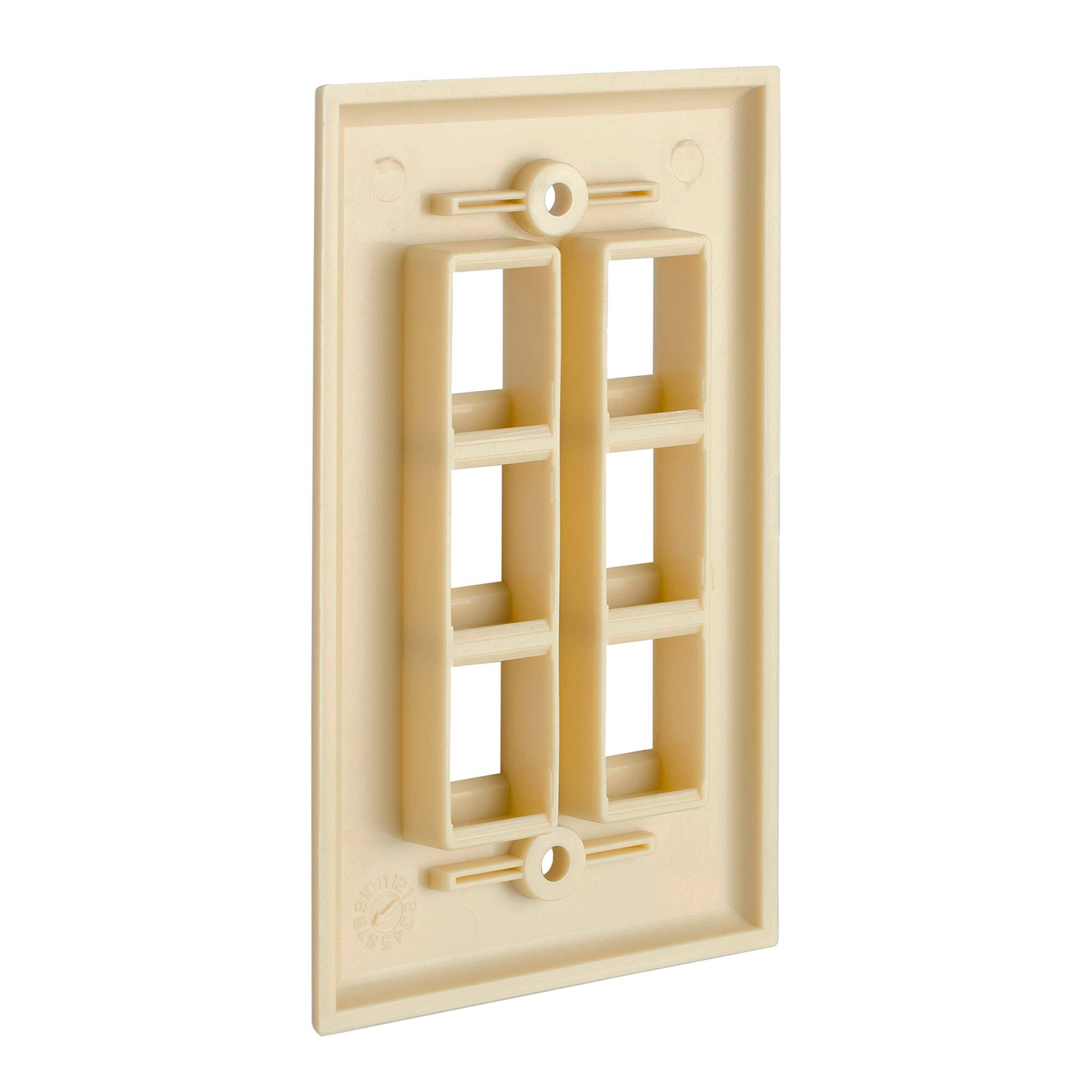 Angle. Cmple.com - Cmple - Keystone Wall Plate Cover Ethernet Wall Plates for Modular Inserts, RJ45 Keystone Jack - 6 Port - Ivory - Ivory.