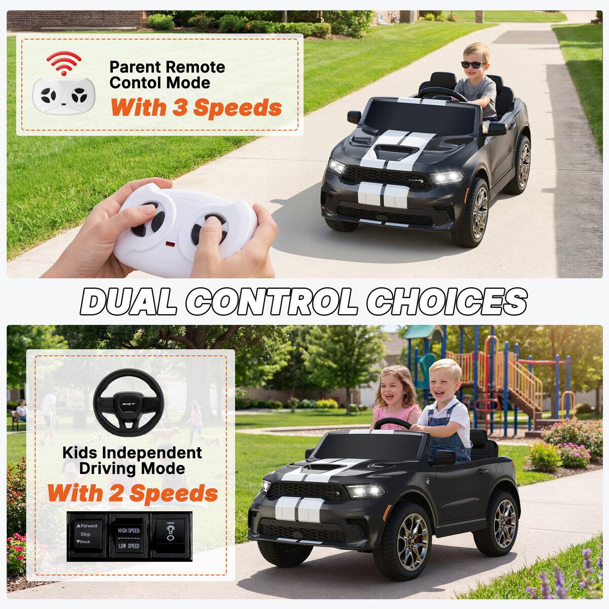 Parent Remote Control Mode With 3 Speeds

DUAL CONTROL CHOICES

Kids Independent Driving Mode With 2 Speeds

A Forward Stop

SPEED

Vitack

LOW SPEED