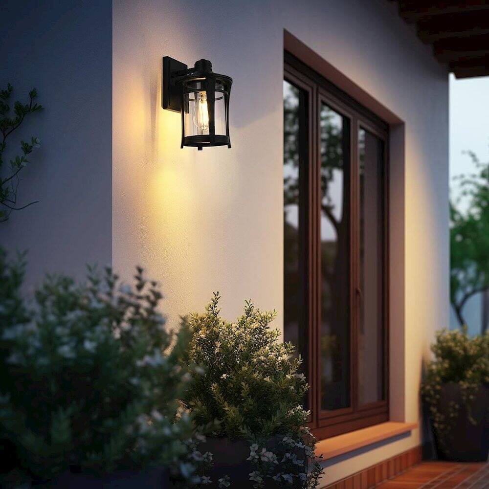 Alt View 4. Elegant Lighting - Artemis 11 inch Outdoor Wall sconce in Black - Black And Clear.