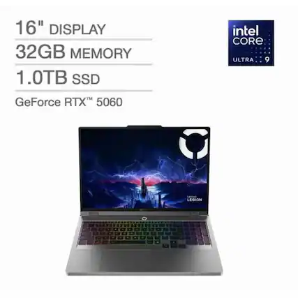 16" DISPLAY
32GB MEMORY
1.0TB SSD
Intel Core Ultra 9
GeForce RTX™ 5060
Lenovo LEGION
