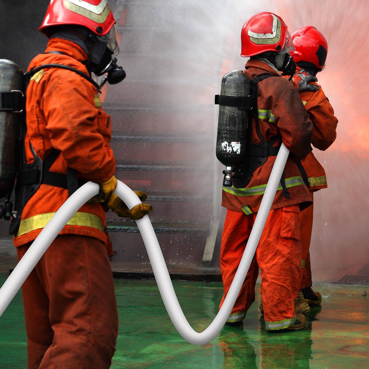 Alt View 4. JETRANSPORT - Fire Hose  White 1-1/2 Inches X 50' Lay Flat Heavy Duty Backwash/discharge Firehose Npsh/npt Brass Connectors - NPSH/NPT 1.5in/100ft.