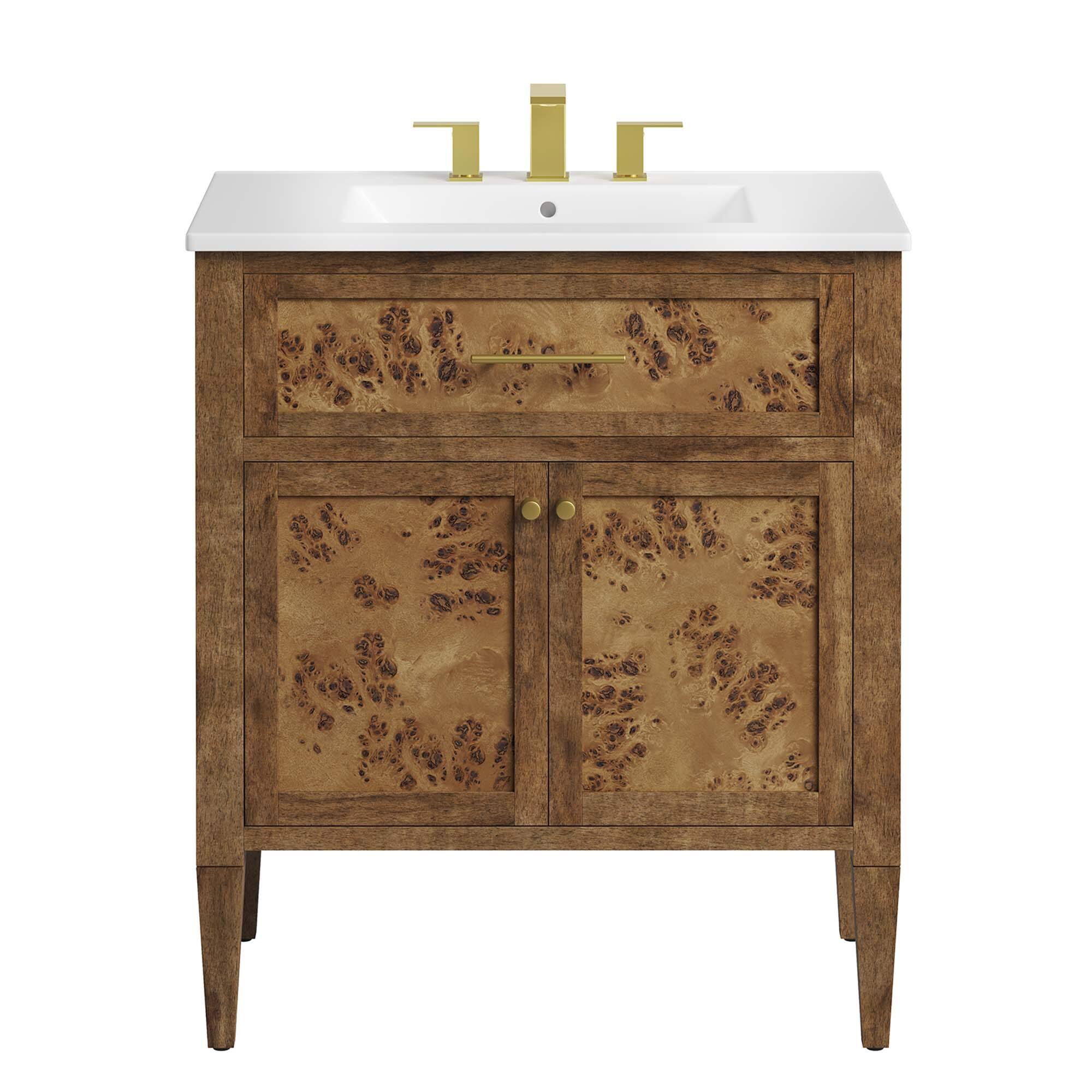 Alt View 4. Modway - Elysian Bathroom Vanity Basin Included by Modway - White Brown.