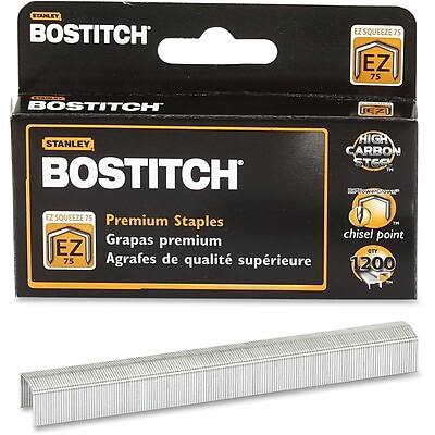 STANLEY BOSTITCH EZ SQUEEZE 75  
Premium Staples  
Grapas premium  
Agrafes de qualité supérieure  
Chisel point  
1200  
HIGH CARBON  
EZ SQUEEZE EZ 75