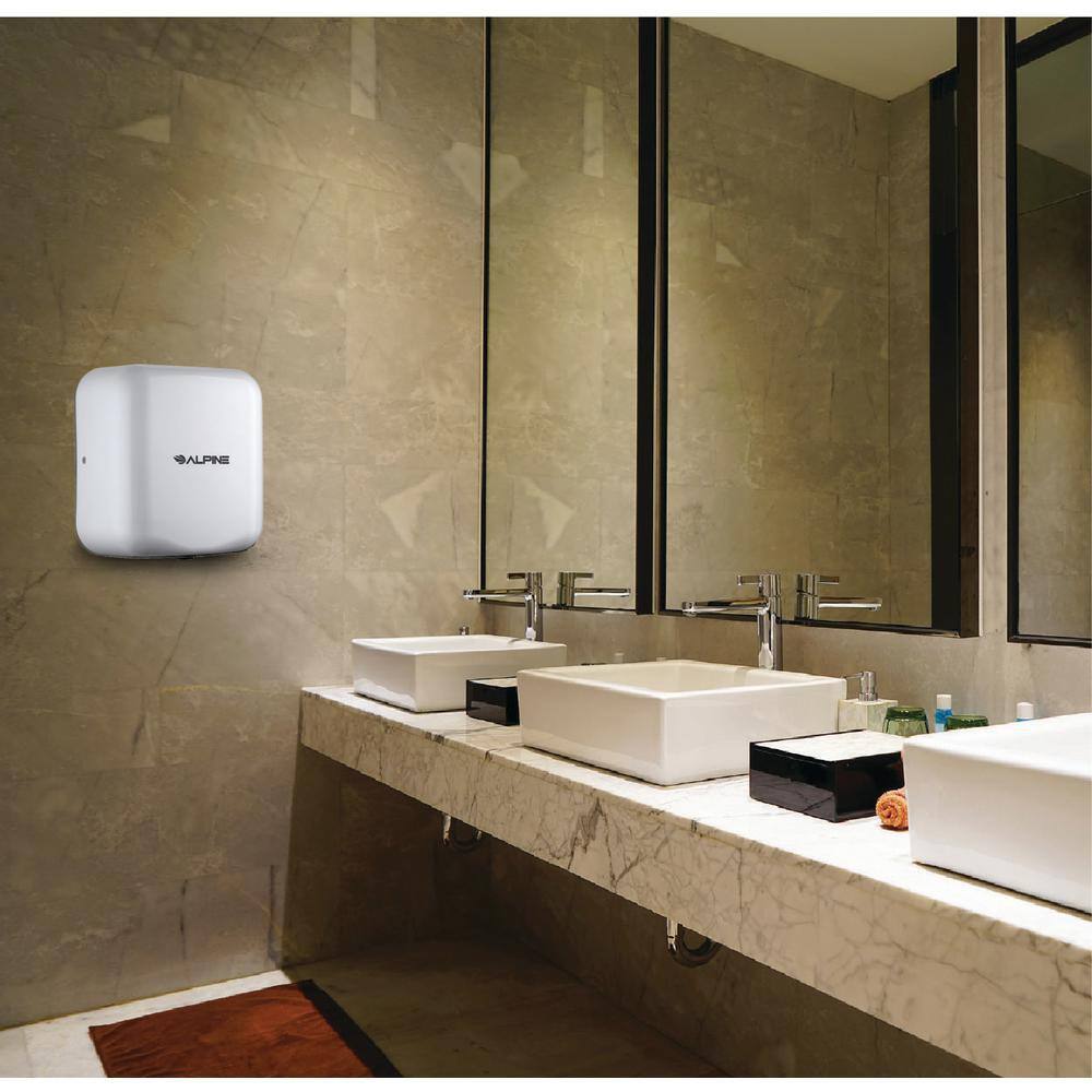 Alt View 1. Alpine Industries - Hemlock Commercial Stainless Steel Automatic 220-Volt High-Speed Electric Hand Dryer - White.
