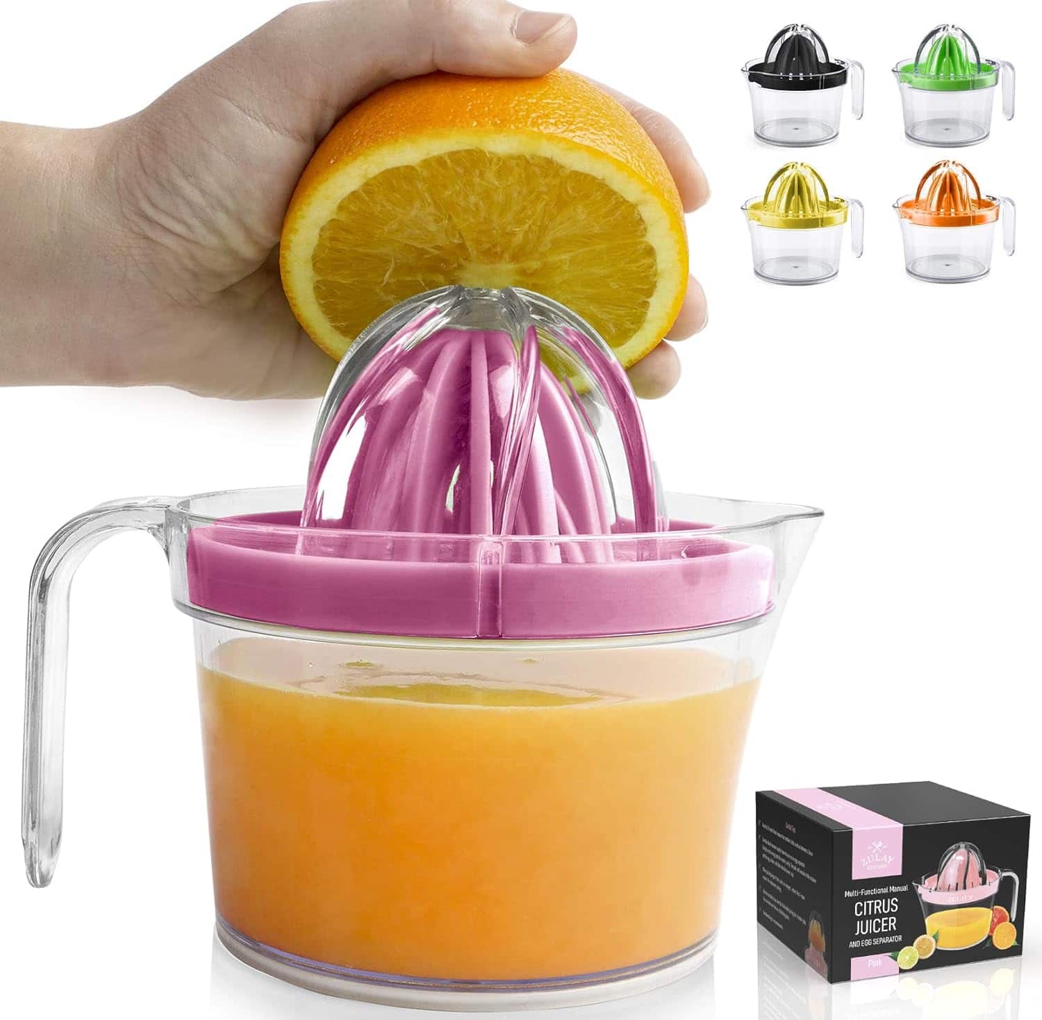 Zulay Kitchen - 3-in-1 Manual Citrus Juicer Reamer Cup - 17oz Multifunction Lemon Squeezer - Pink price history on PriceWatchPro