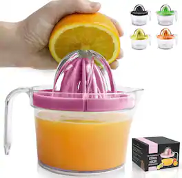 Zulay Kitchen - 3-in-1 Manual Citrus Juicer Reamer Cup - 17oz Multifunction Lemon Squeezer - Pink