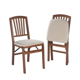 Stakmore - Mission Fusion Folding Chair, Fruitwood Frame with Blush Fabric (Set of 2) - Brown