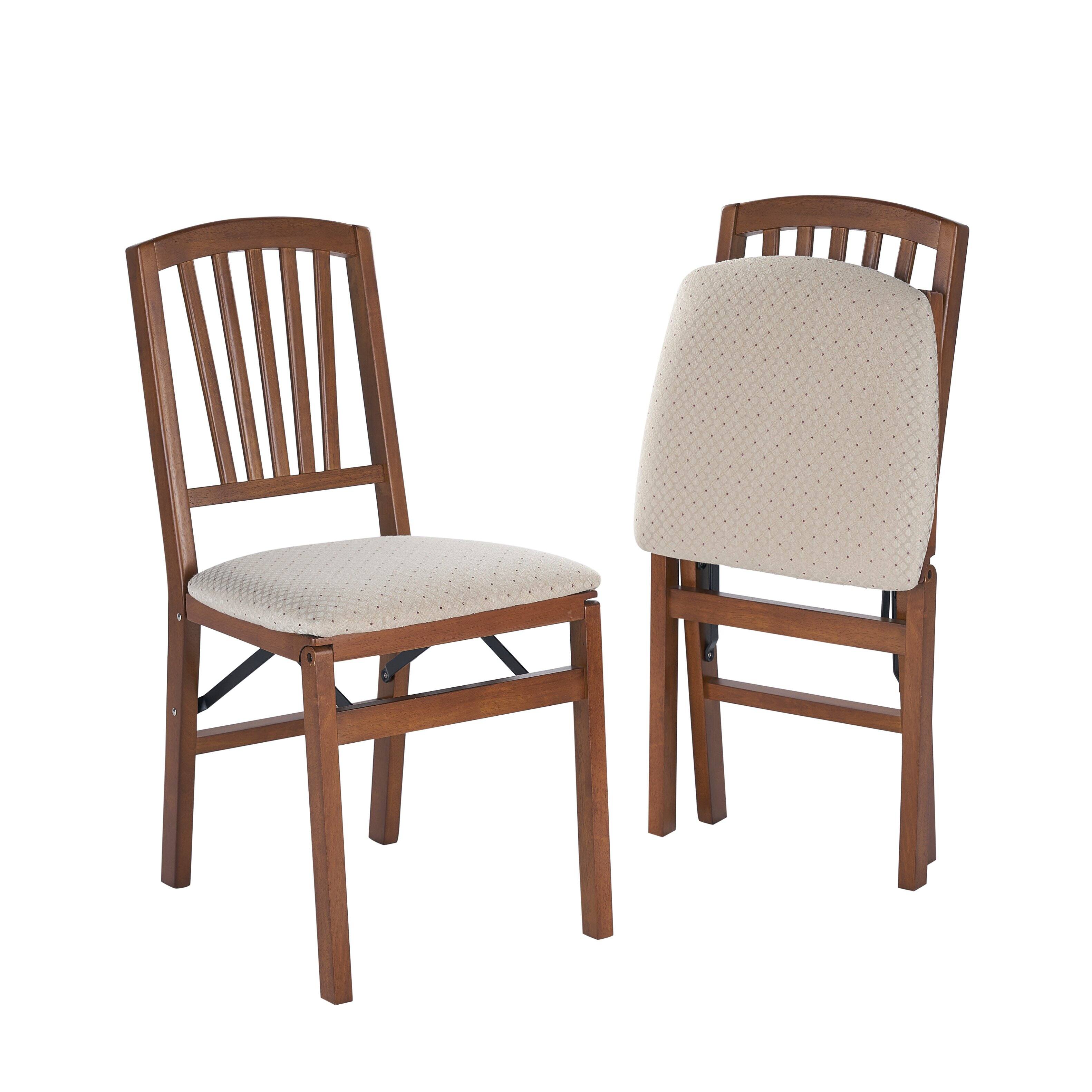 Front. Stakmore - Stakmore Mission Fusion Folding Chair, Fruitwood Frame with Blush Fabric (Set of 2) - Brown.