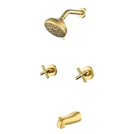 Boyel Living - Shower Set with Dual Handles and 10 Function ABS Overhead Shower - Brushed Gold