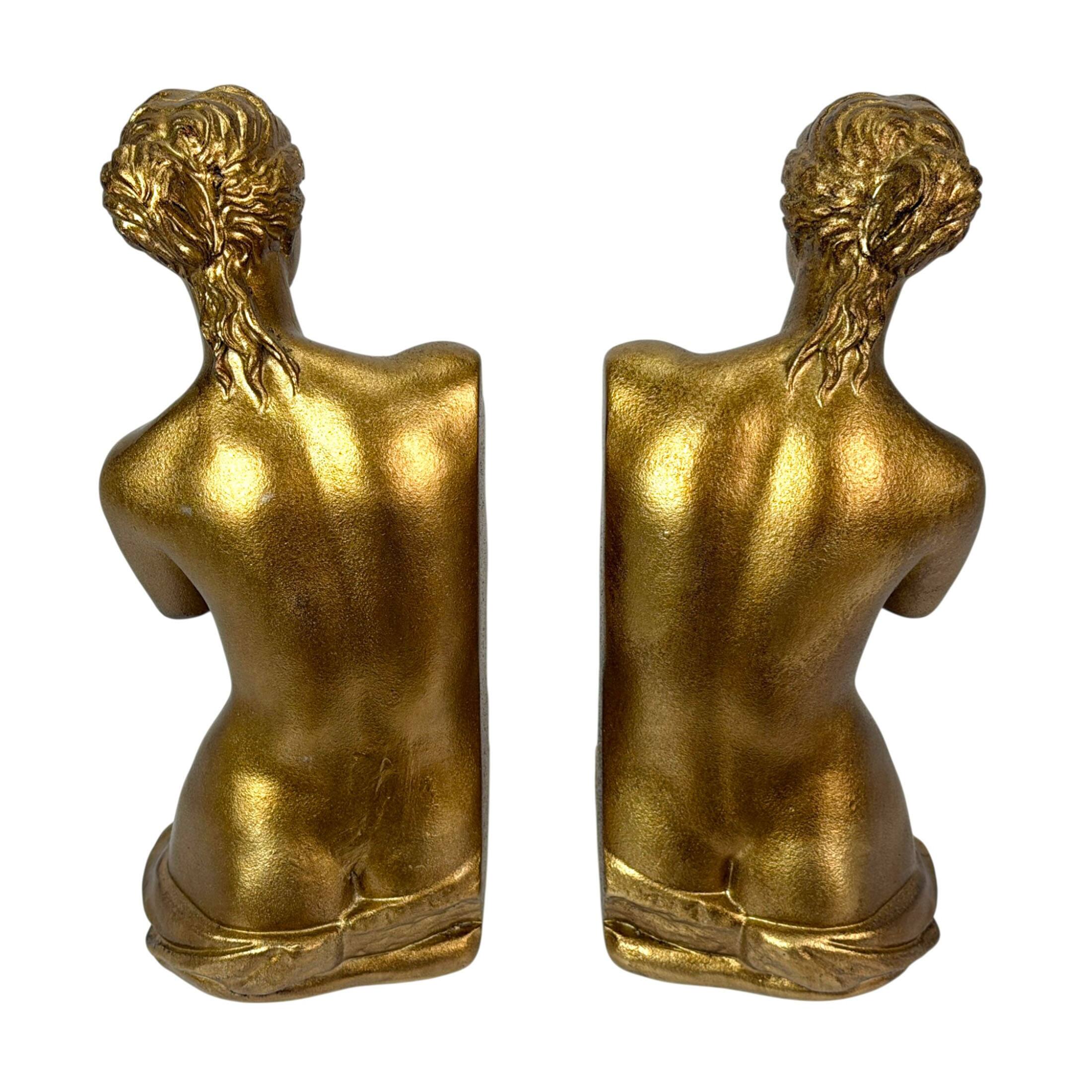 Alt View 2. Things2Die4 - Venus De Milo Bust Bookends Set of 2 Antique Gold Resin 9.75 in Tall - Gold.