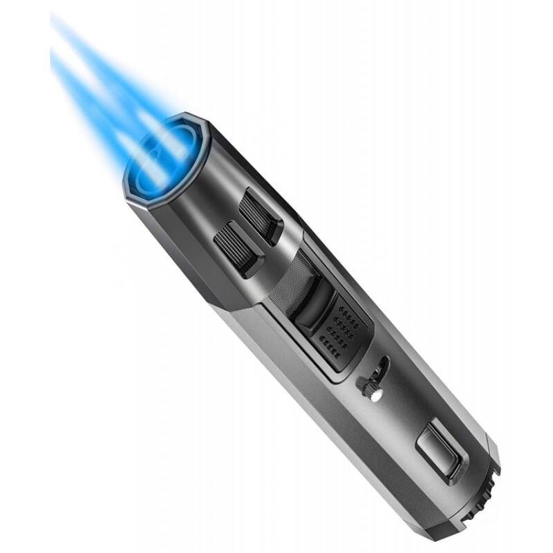 Angle. Prestige - The Partizan Torch Lighter (Gun Metal) - Gun Metal Finish.