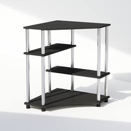 Furinno - Turn-N-Tube Multipurpose Corner Shelf, Display Rack, Bookshelf, Americano - Americano/Stainless Steel