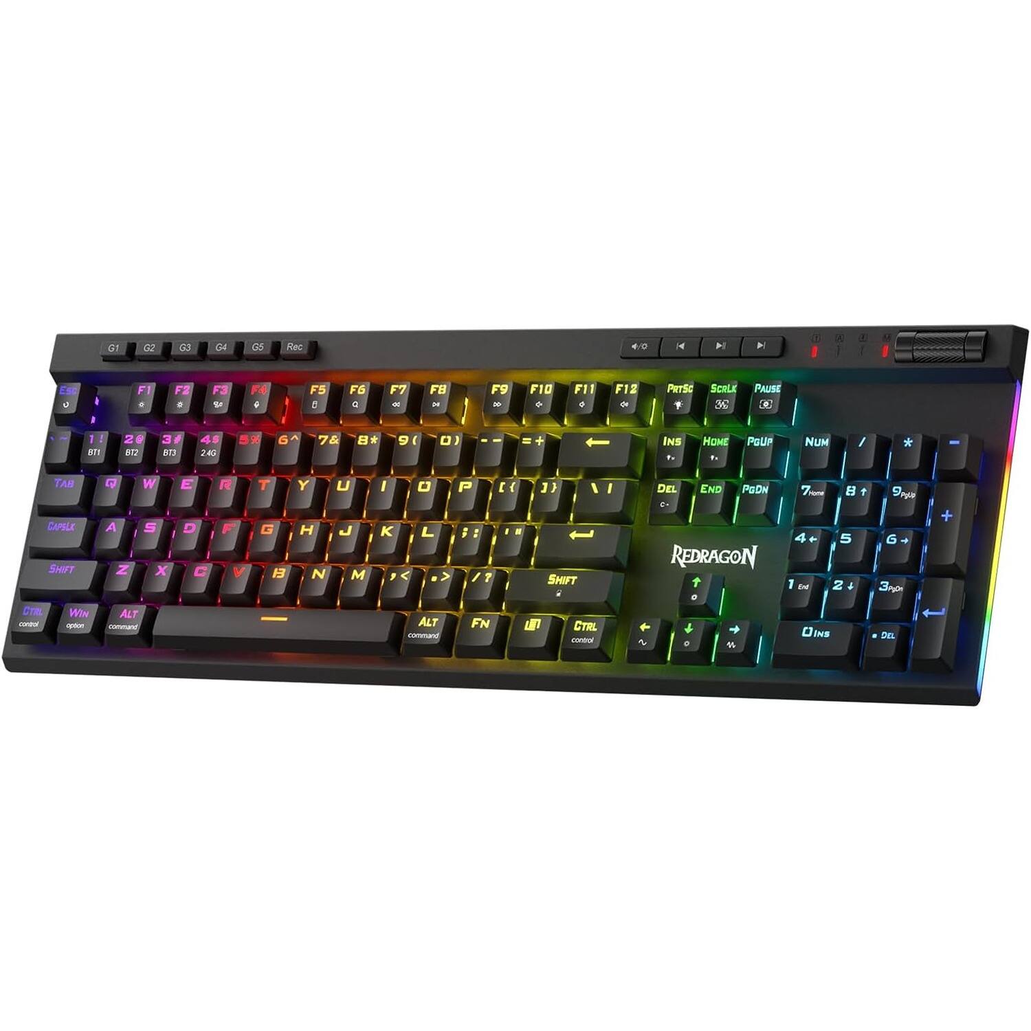 PARKER SLATER - K580 Pro wireless RGB gaming keyboard with 104 keys, hot-swap sockets, media controls, macro recording, and red switches - Red Switch